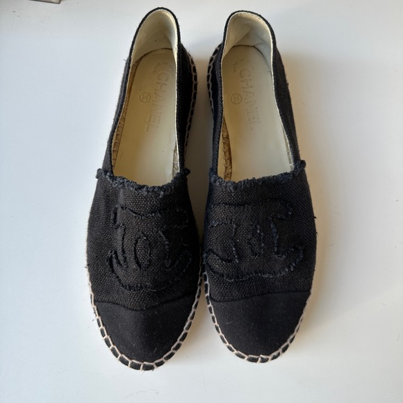 CHANEL Raw Canvas Espadrilles Black - Picture 3 of 6